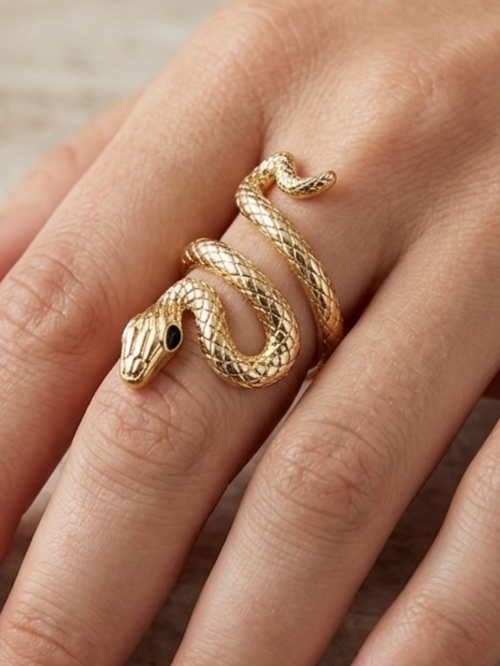 Gold plated  Snake Wrap Ring - Elegant Women's Statement Jewelry size 7